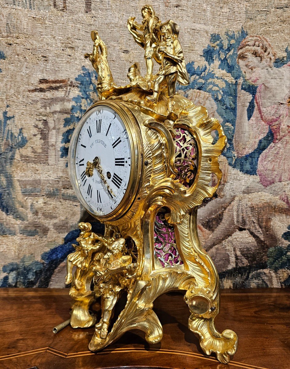 Pendule En Bronze Doré Epoque Louis XV-photo-4