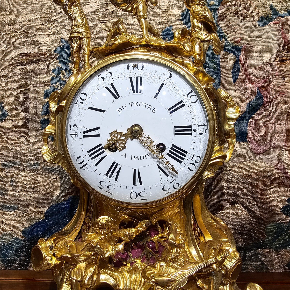 Pendule En Bronze Doré Epoque Louis XV-photo-1