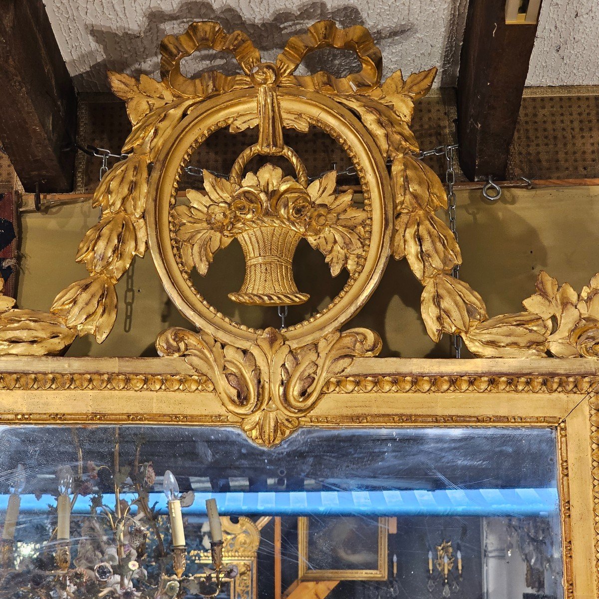 Large Mirror In Golden Wood Louis XVI Period-photo-2