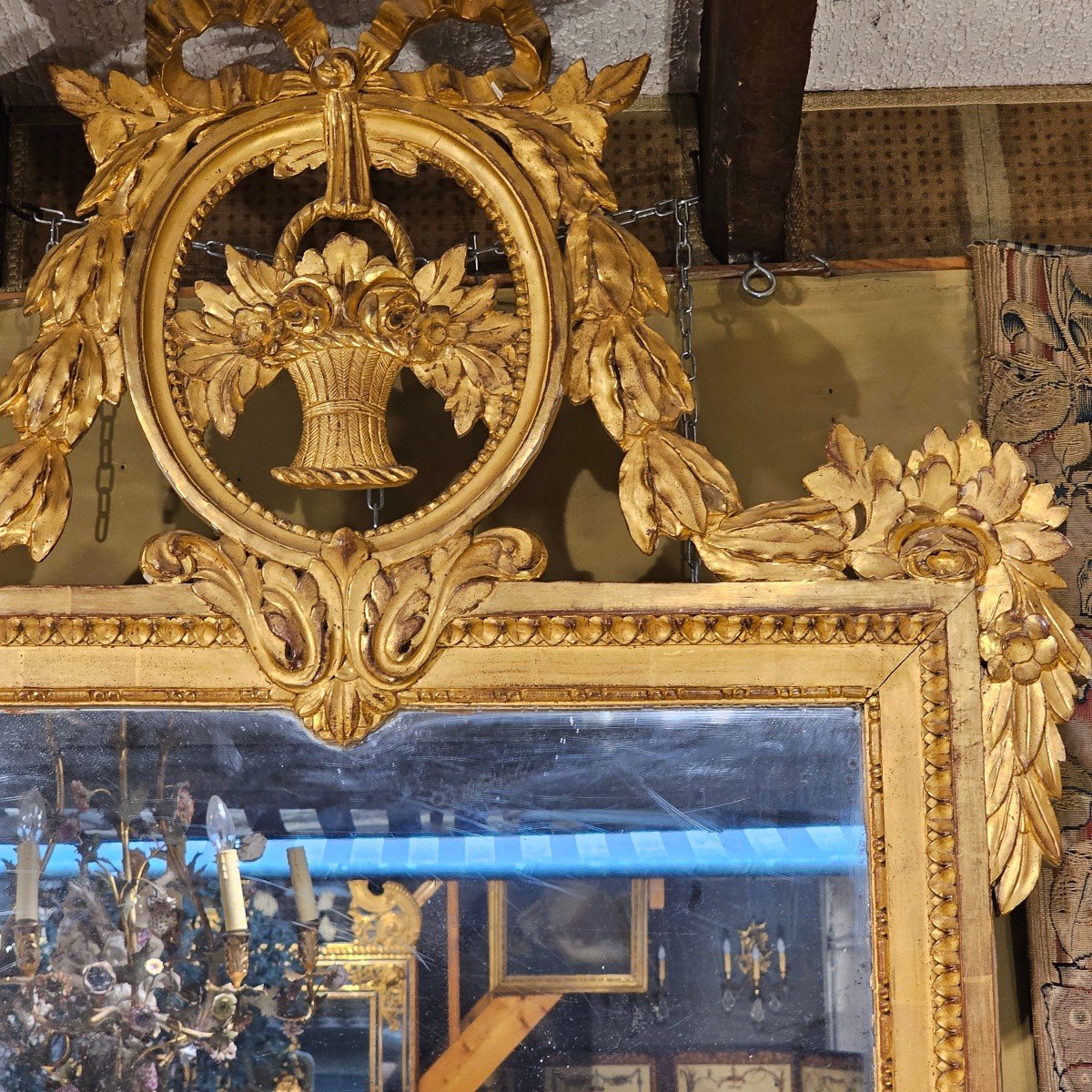 Large Mirror In Golden Wood Louis XVI Period-photo-3
