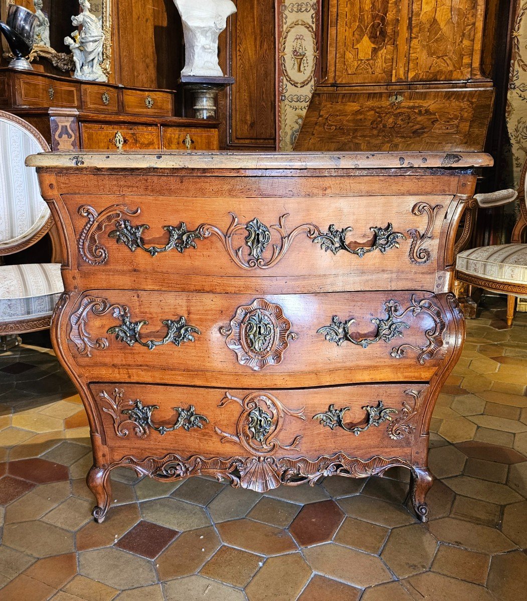 Louis XV Period Double Curved Commode