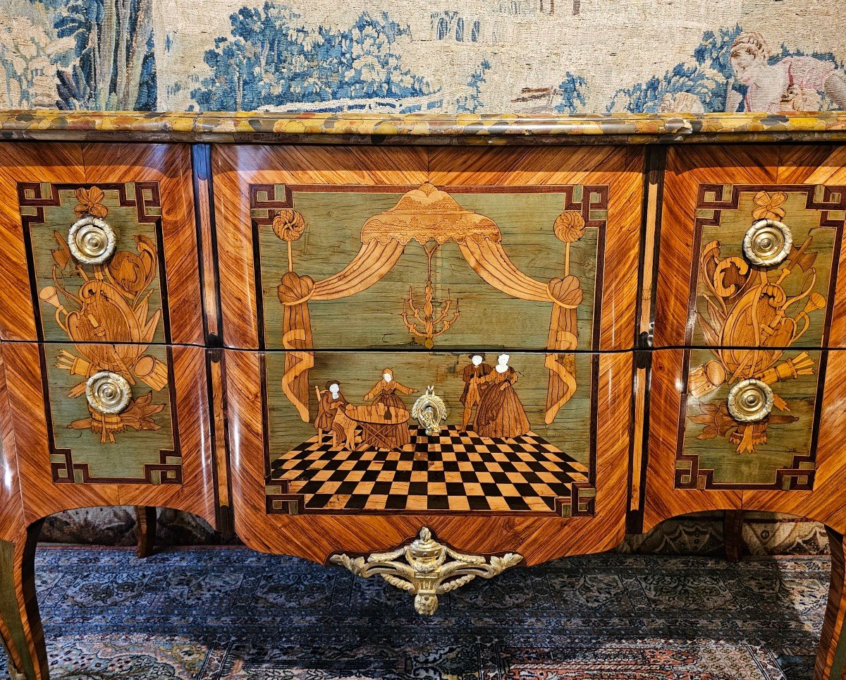 Rare Commode à Ressaut Epoque Transition Louis XV- Louis XVI-photo-3