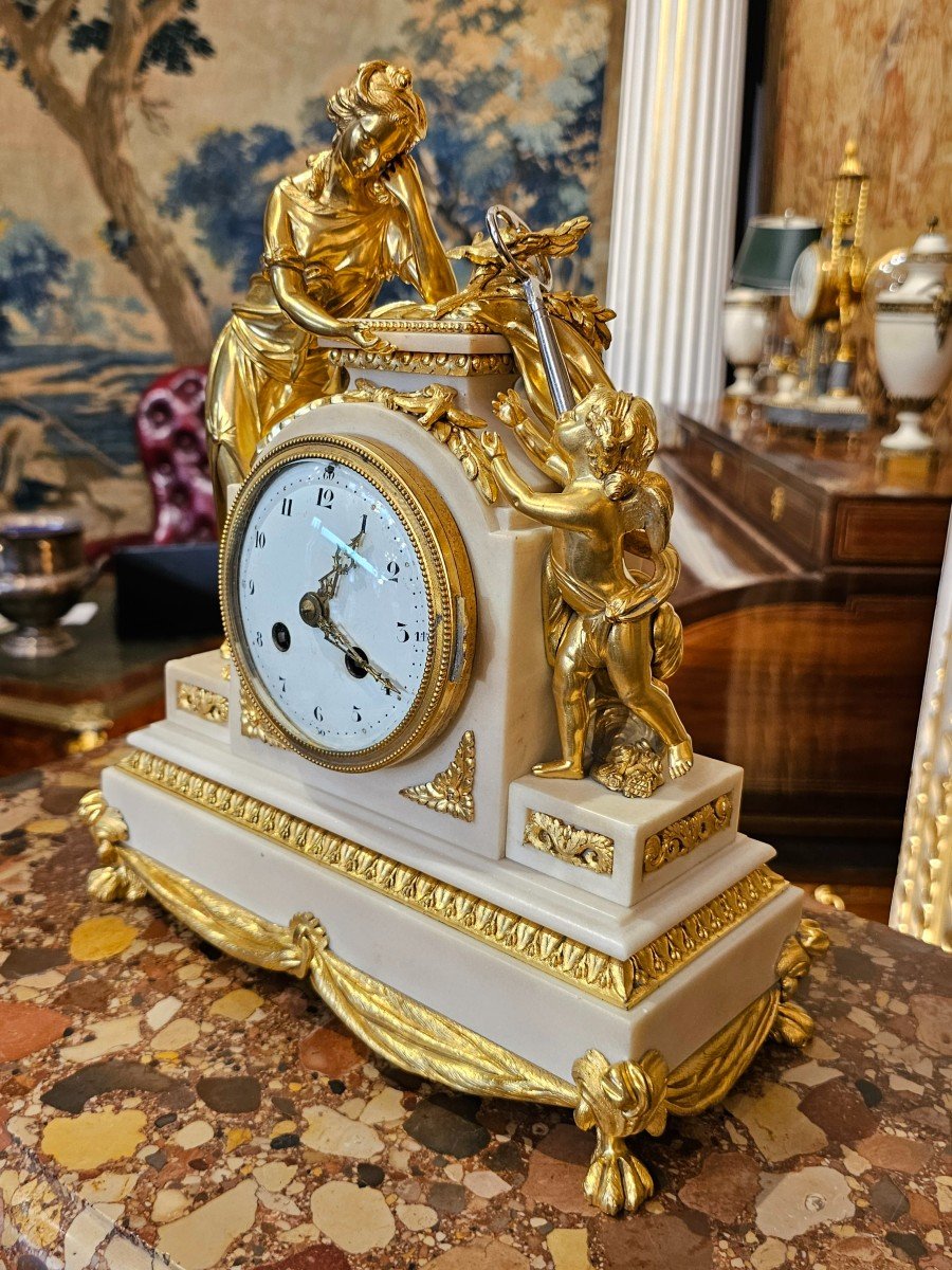 Pendulum In Gilt Bronze Louis XVI Period-photo-2