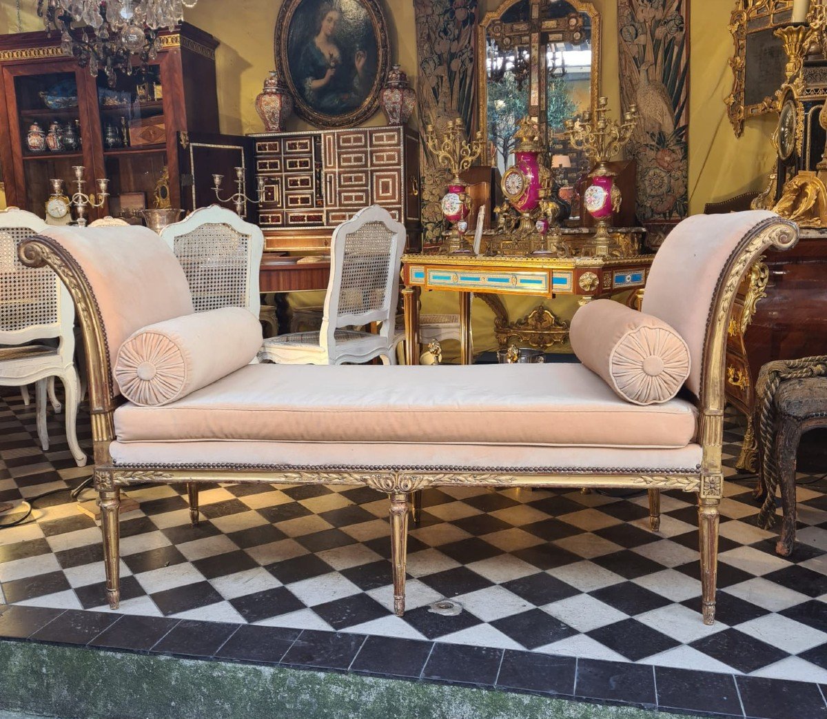 Louis XVI Period Golden Wood Bench