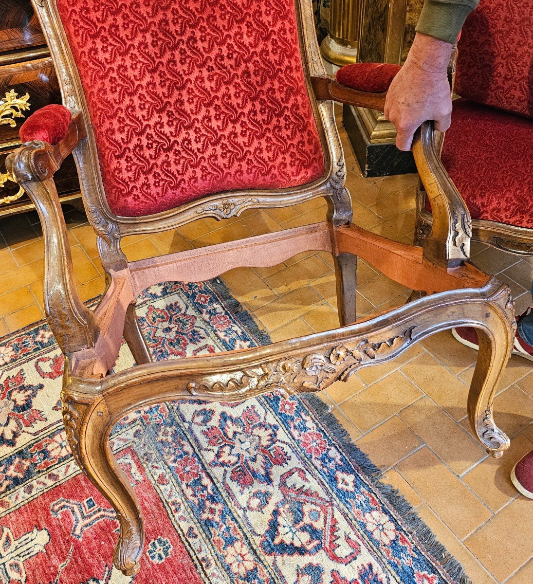 Paire De Fauteuils à Châssis Epoque Louis XV-photo-2