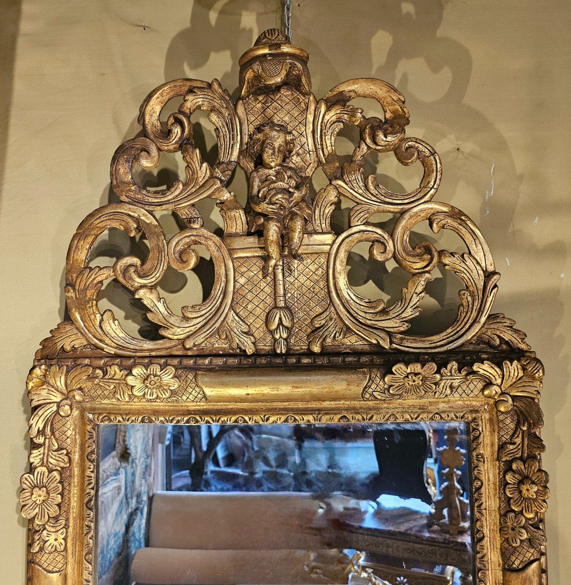 Miroir à Fronton Epoque Régence-photo-2