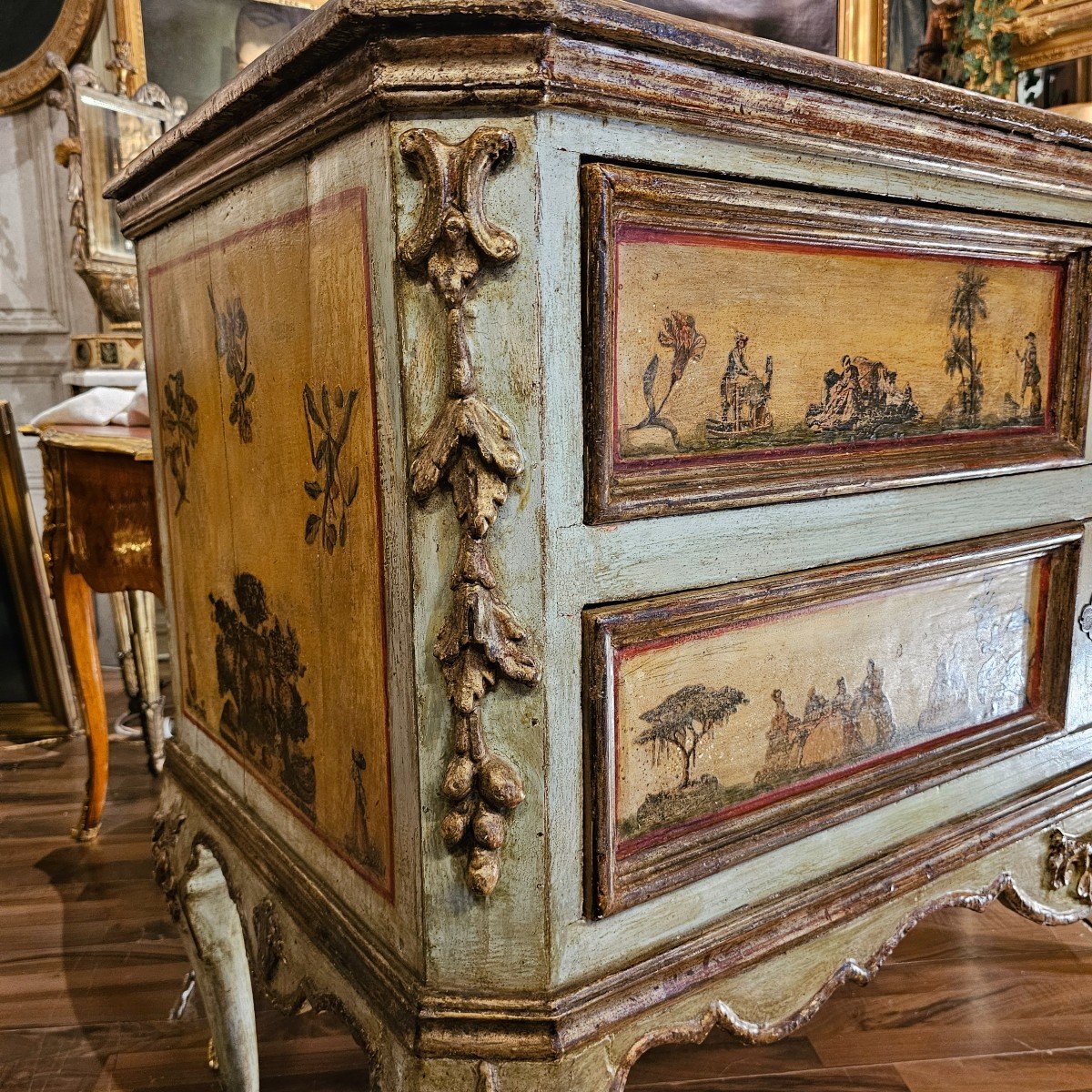 Rare Commode With Arte Povera Decorations, Venice, 18th Century-photo-4