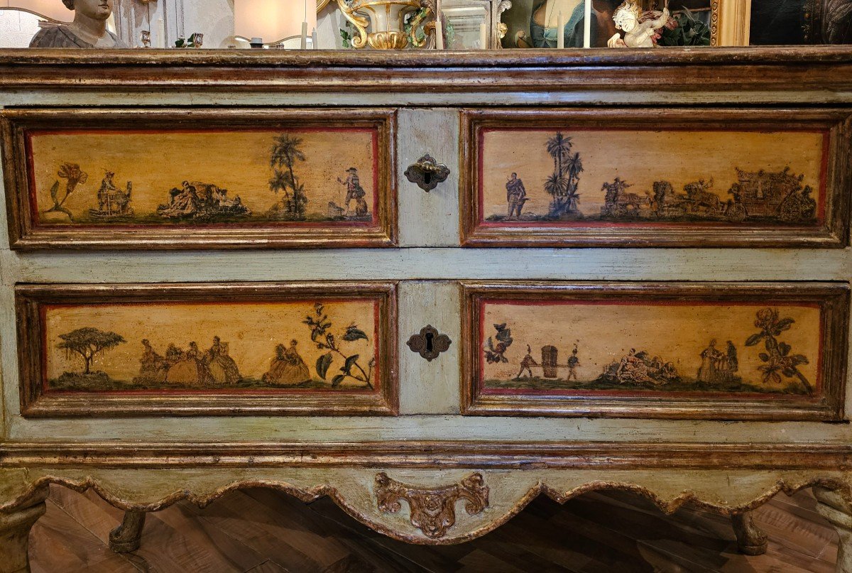 Rare Commode With Arte Povera Decorations, Venice, 18th Century-photo-2