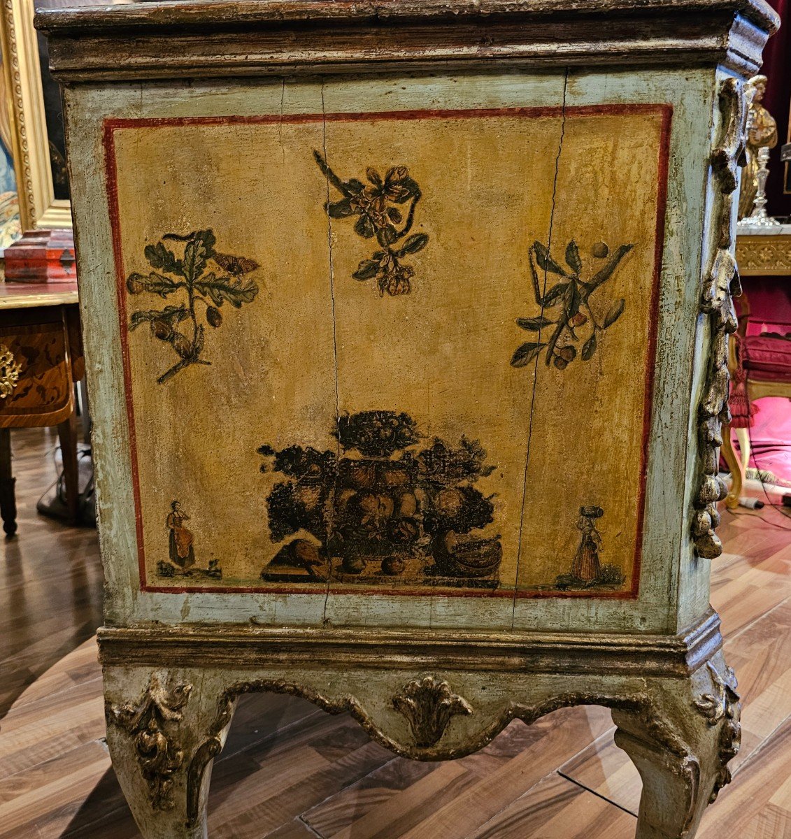 Rare Commode With Arte Povera Decorations, Venice, 18th Century-photo-4