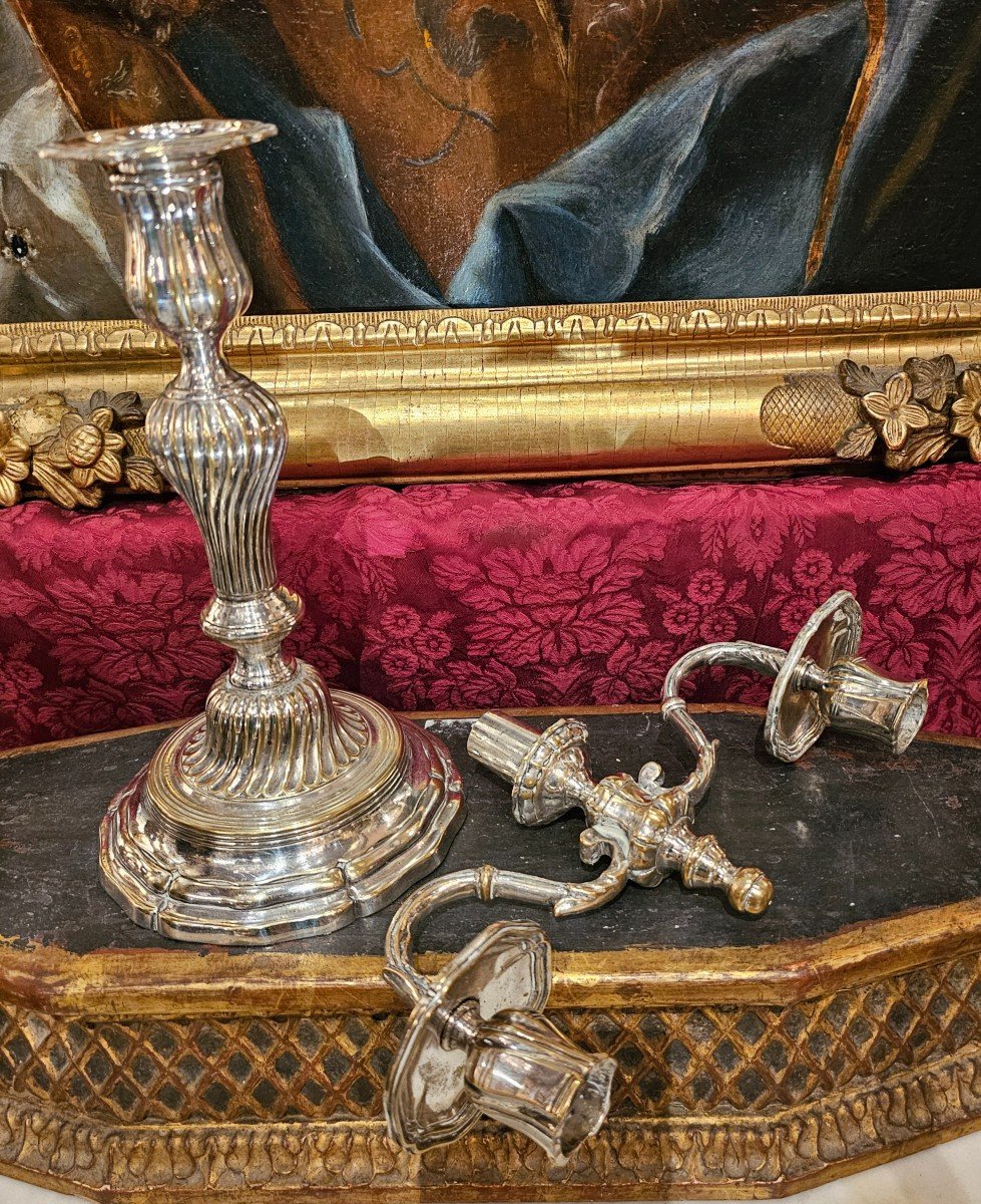 Pair Of Louis XV Period Two-armed Candlesticks-photo-4