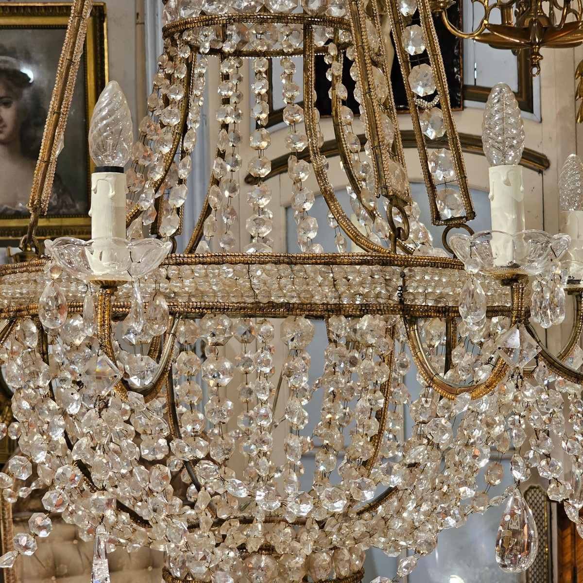 Louis XVI Style Gilt Bronze And Crystal Chandelier-photo-1