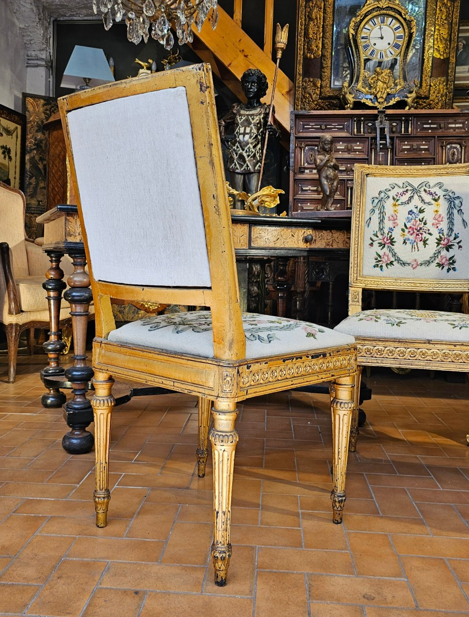 Suite de Six Chaises de Style Louis XVI-photo-1