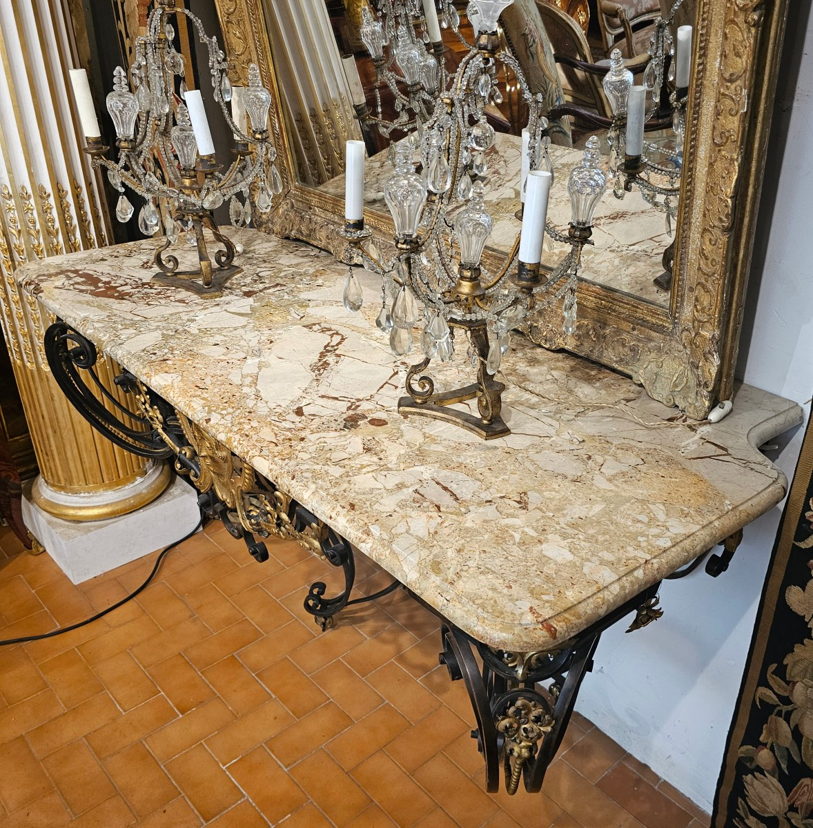 Grande Console en Fer Forgé Style Louis XV-photo-2