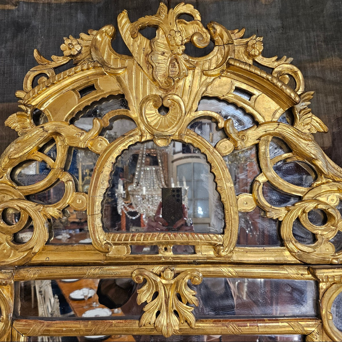 Miroir à Fronton Epoque Louis XV-photo-2