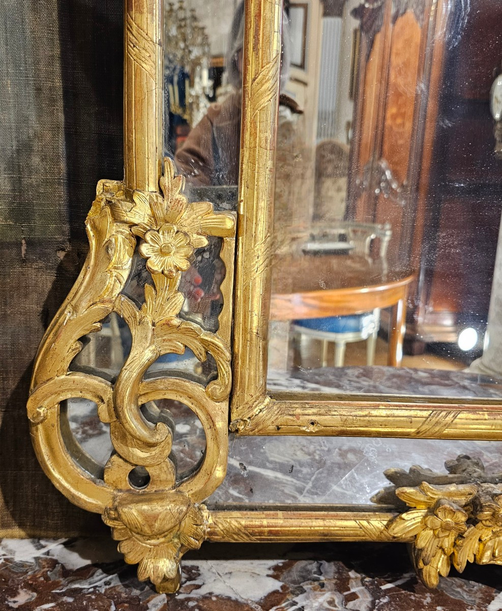 Miroir à Fronton Epoque Louis XV-photo-1