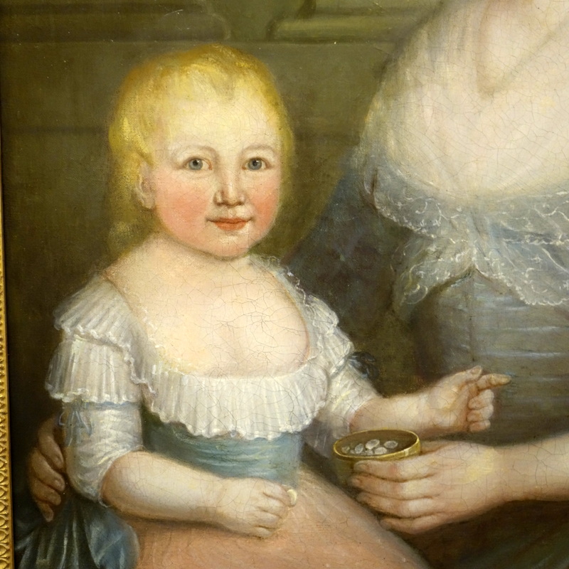 Portrait de Femme et de son Enfant Epoque XVIIIème siècle-photo-2