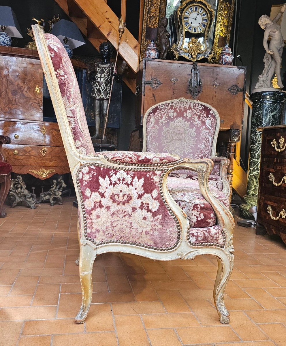 Paire de Bergères à Dossiers à la Reine Style Louis XV-photo-1