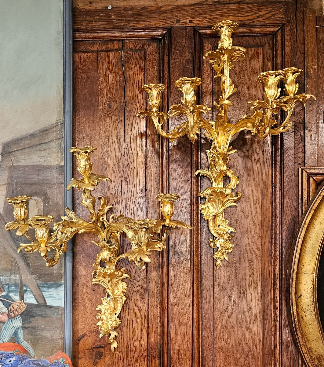 Set Of Four Large Louis XV Style Wall Lights-photo-2