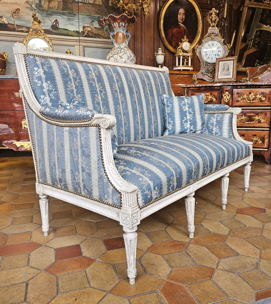 Canapé à Dossier Plat Epoque Louis XVI