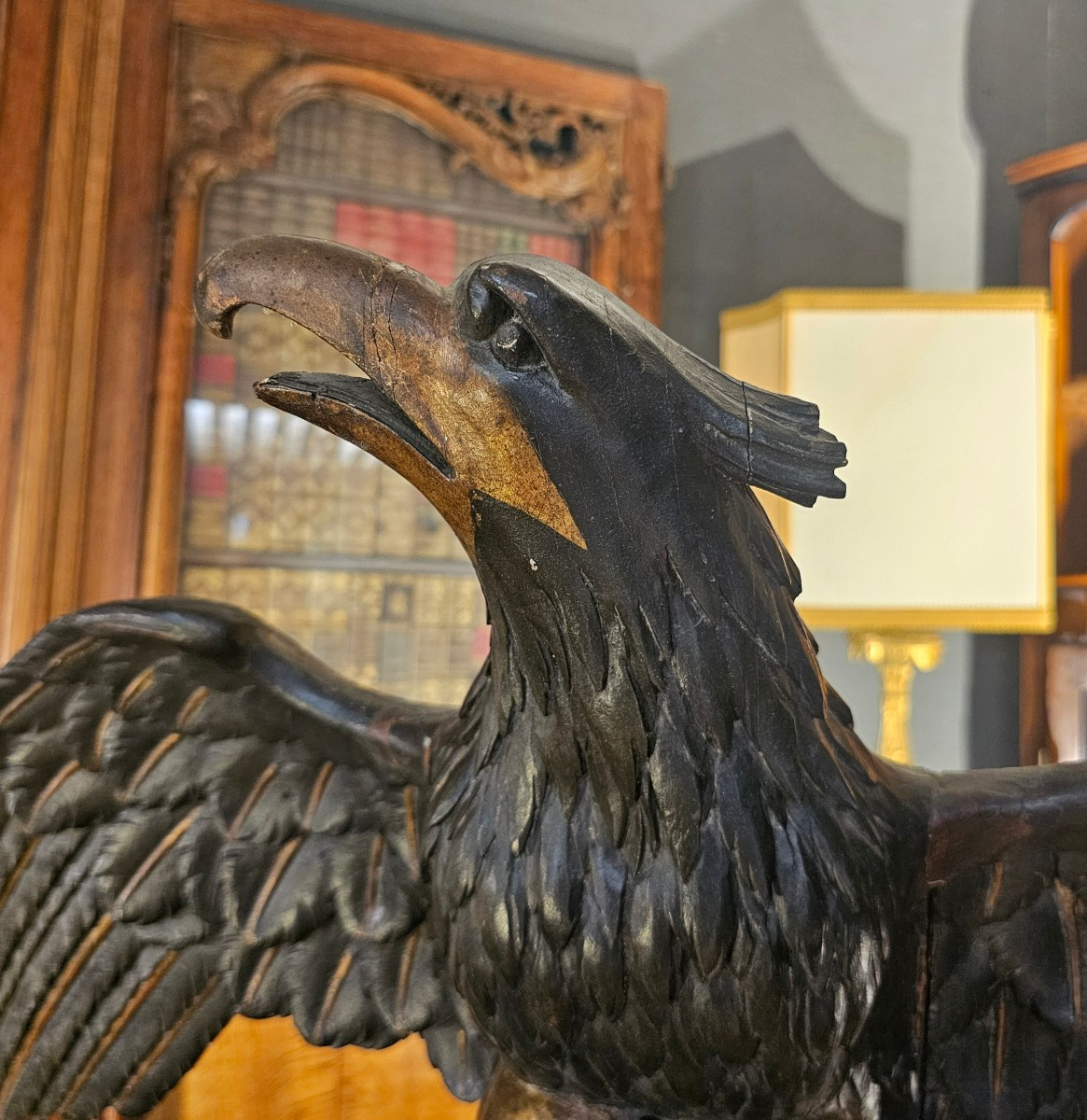 Lutrin Sculpté d'un Aigle du XVIIème siècle-photo-4