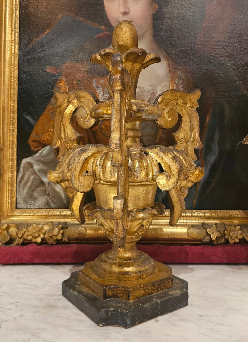 Paire de'Urnes en Bois Doré Epoque Louis XIV-photo-3