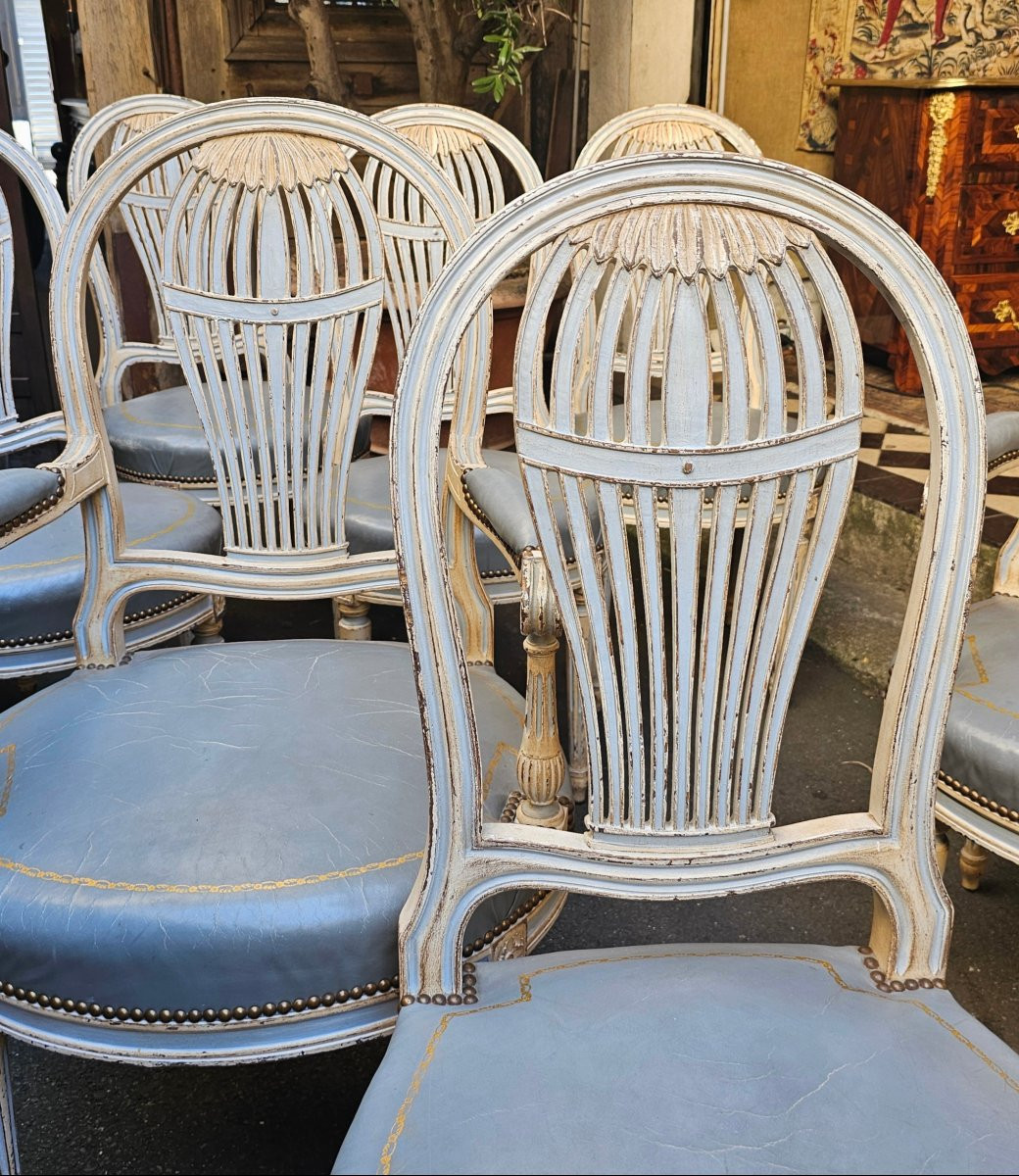 Ensemble de Six Chaises et Deux Fauteuils de Style Louis XVI-photo-2