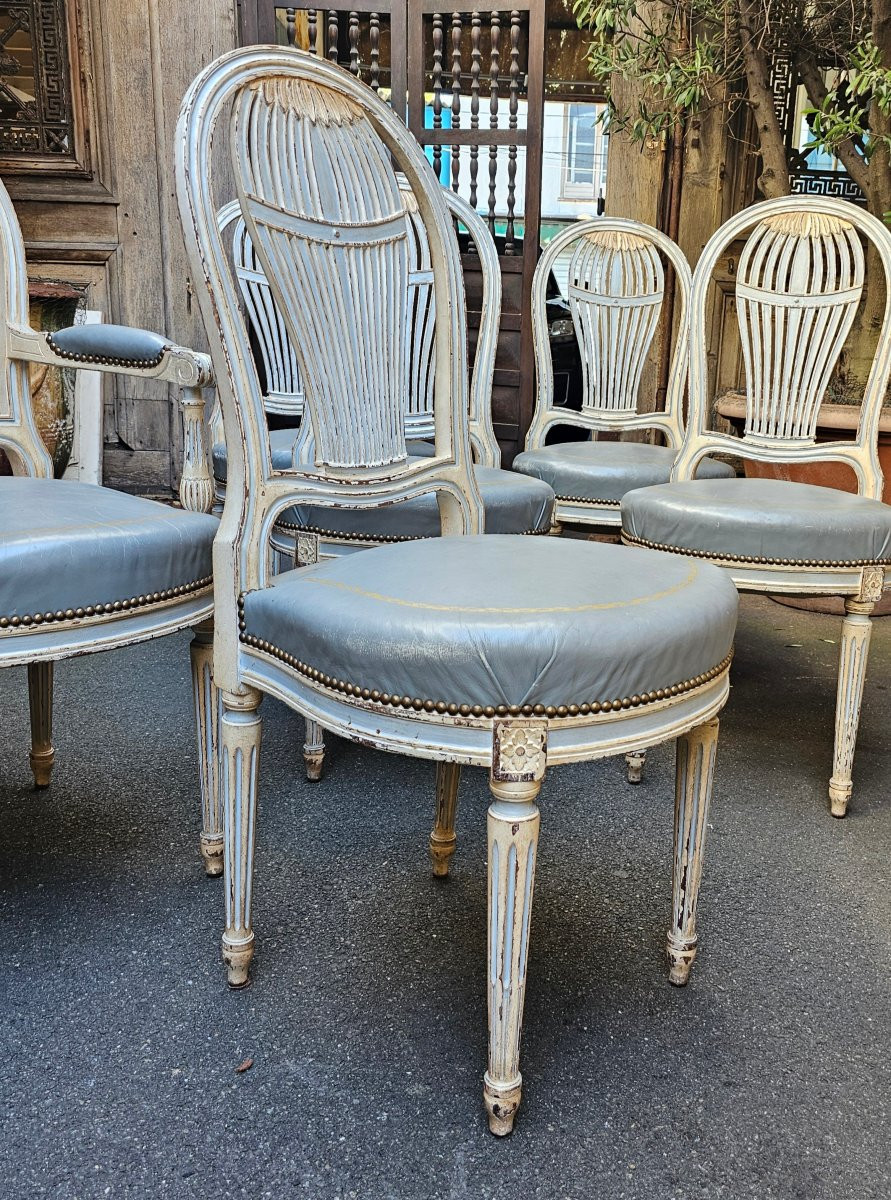 Ensemble de Six Chaises et Deux Fauteuils de Style Louis XVI-photo-3