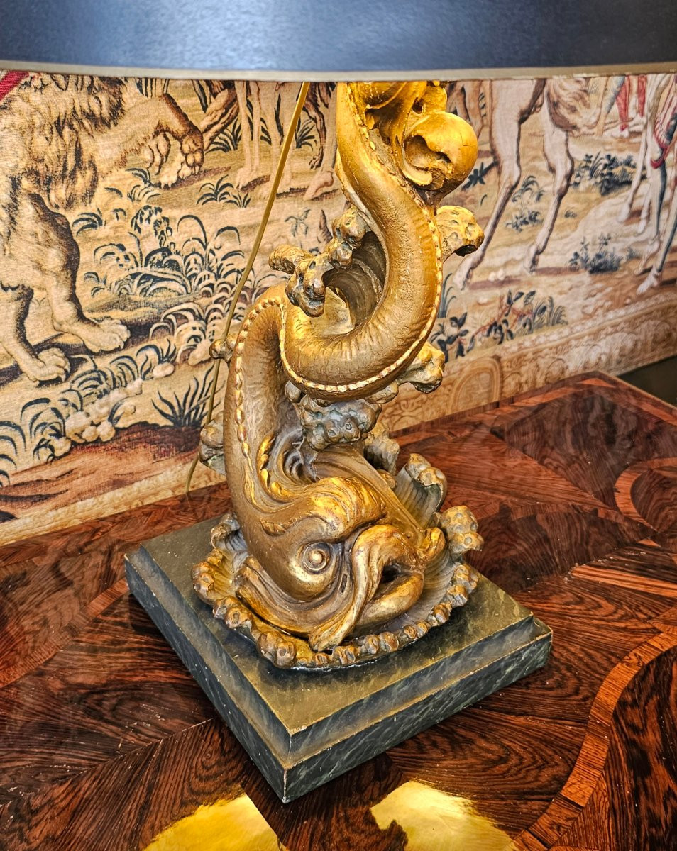 18th Century Gilded Wood Lamp-photo-2
