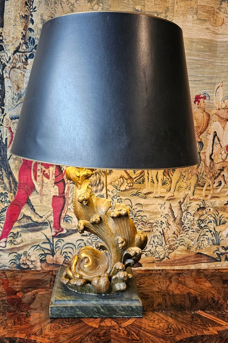 18th Century Gilded Wood Lamp-photo-4