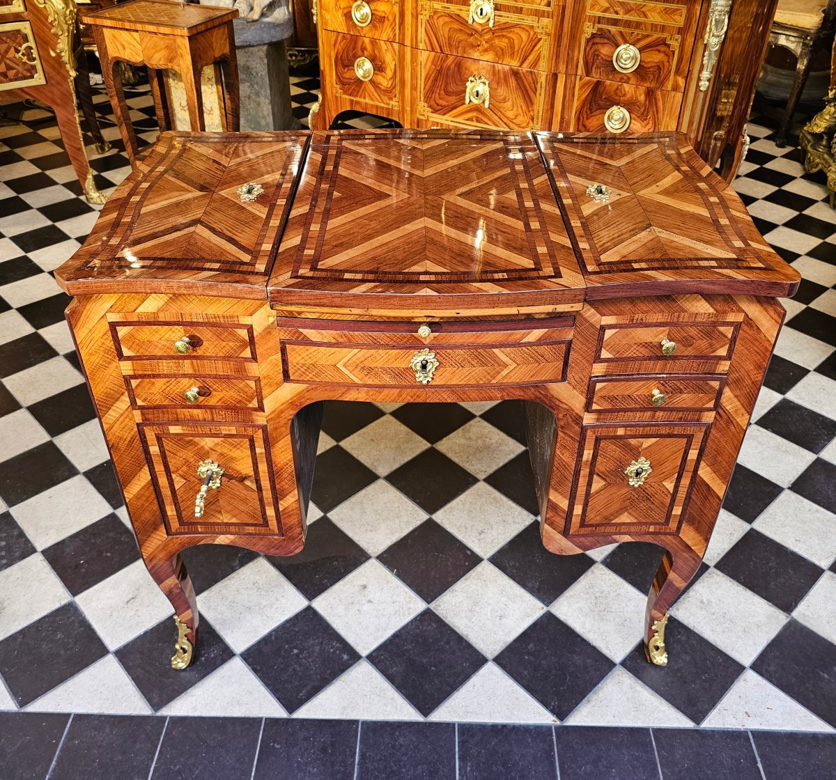 Coiffeuse à Caissons Epoque Louis XV-photo-2