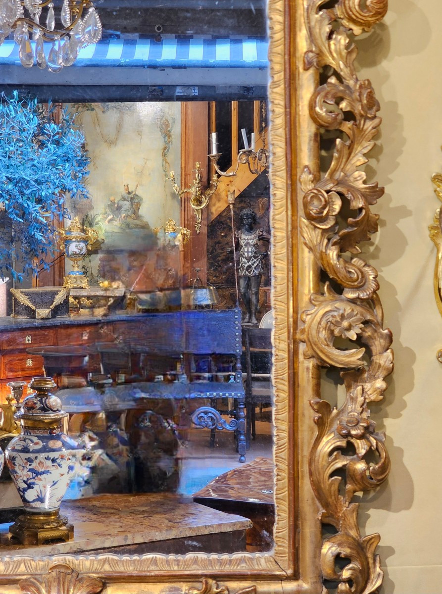 Important Miroir en Bois Doré Epoque Louis XV-photo-2