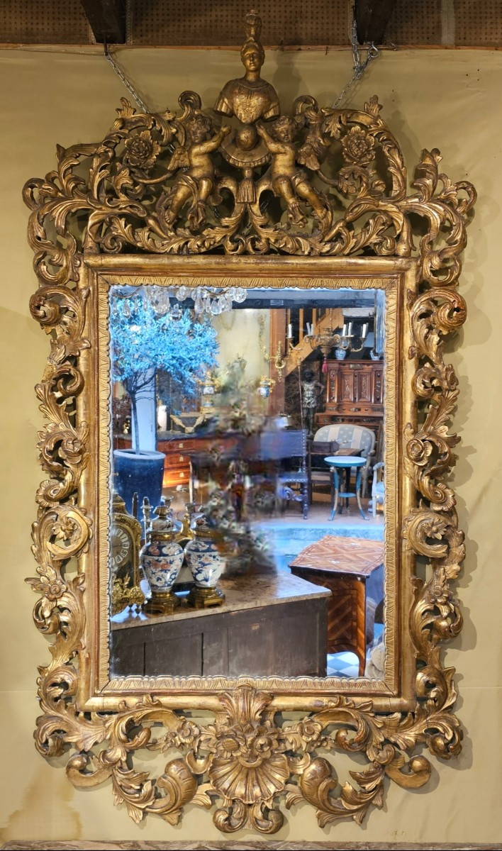 Important Miroir en Bois Doré Epoque Louis XV