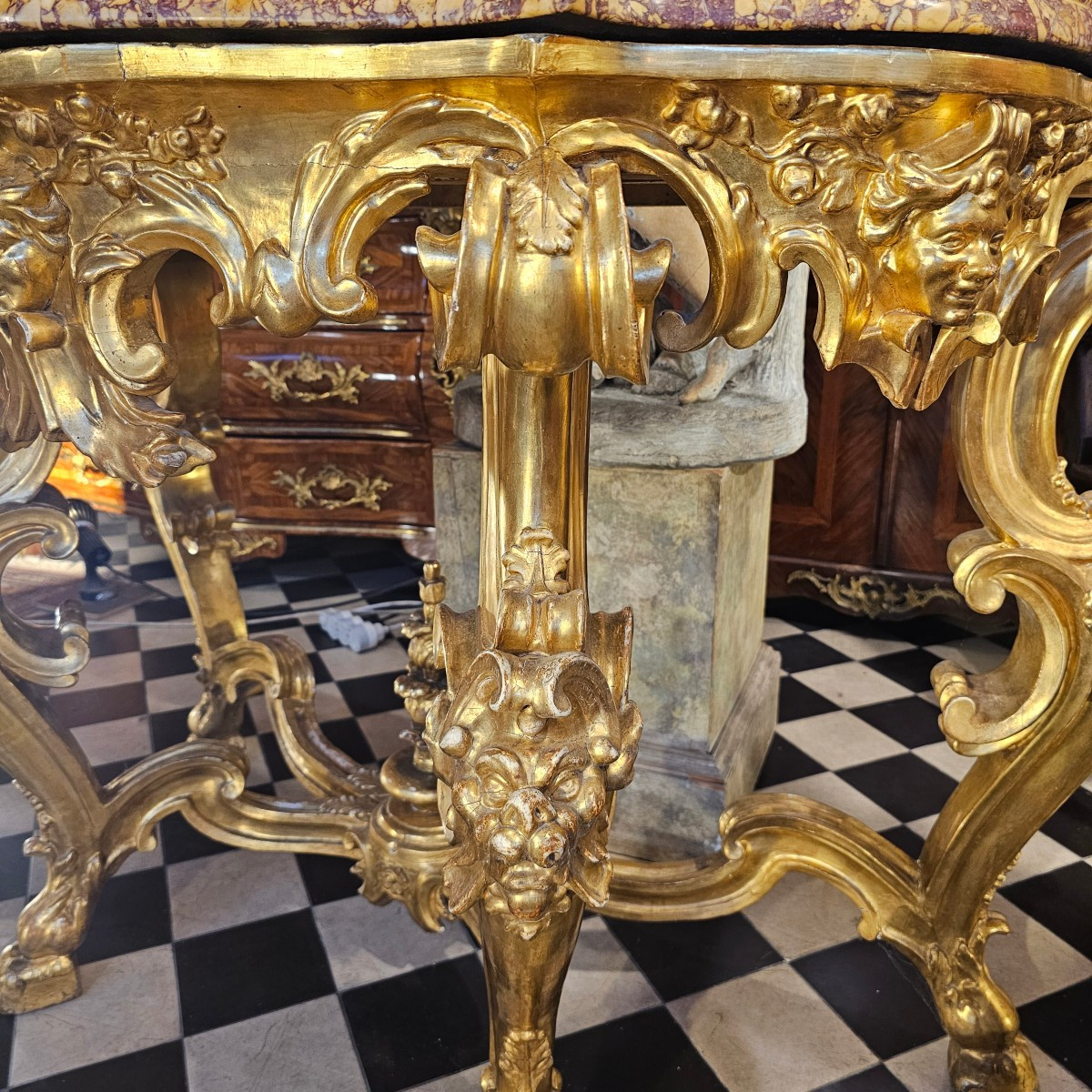 Gilded Wood Console Table, 19th Century-photo-2