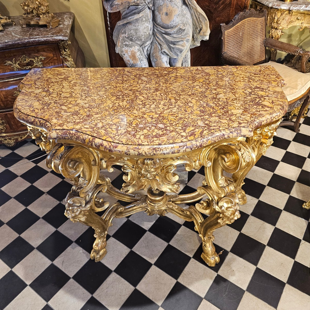 Gilded Wood Console Table, 19th Century-photo-5