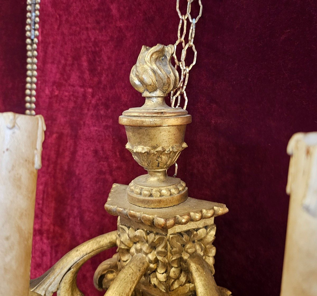 Pair Of Large Gilded Wooden Wall Sconces No. 2-photo-1