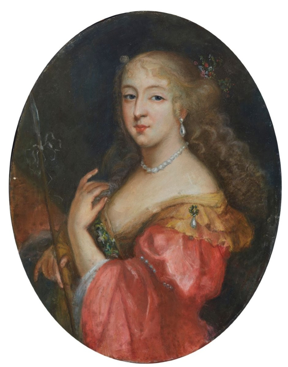 Portrait Of Anne-marie Louise d'Orléans In Pastel, Louis XIV Period-photo-2