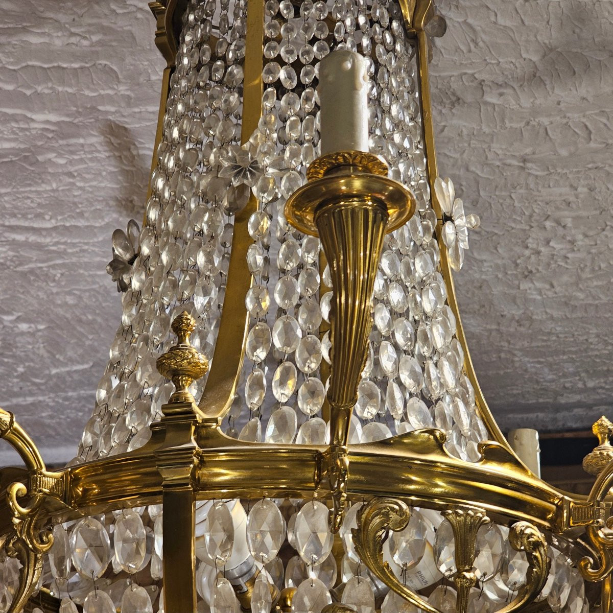 19th Century Bronze Basket-shaped Chandelier-photo-4