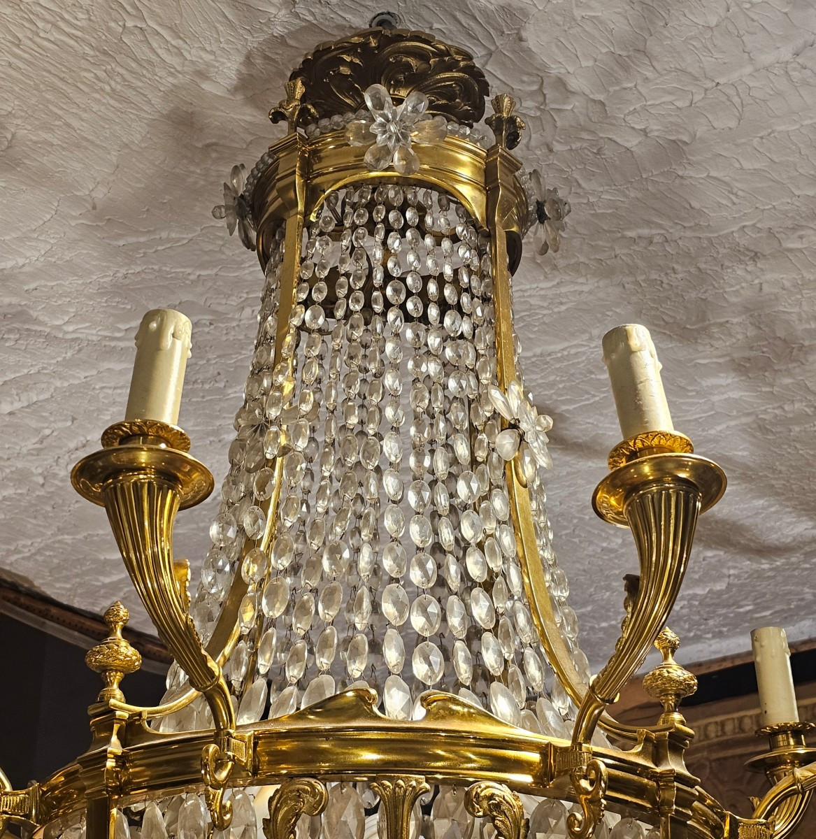 19th Century Bronze Basket-shaped Chandelier-photo-1