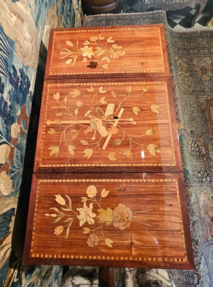 Coiffeuse en Marqueterie de Fleurs Epoque Louis XVI-photo-2