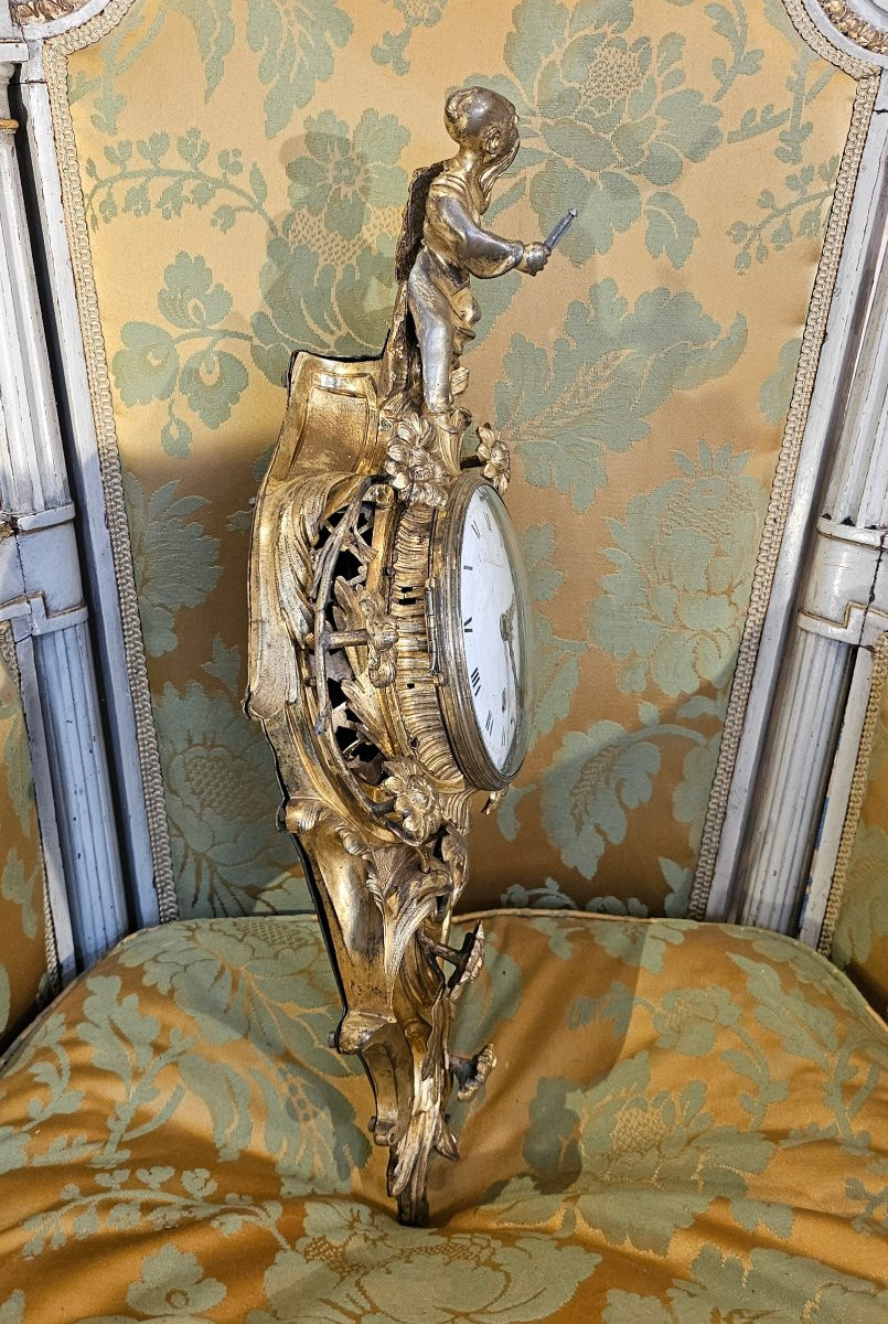Gilt Bronze Alcove Cartel Clock, Louis XV Period-photo-1