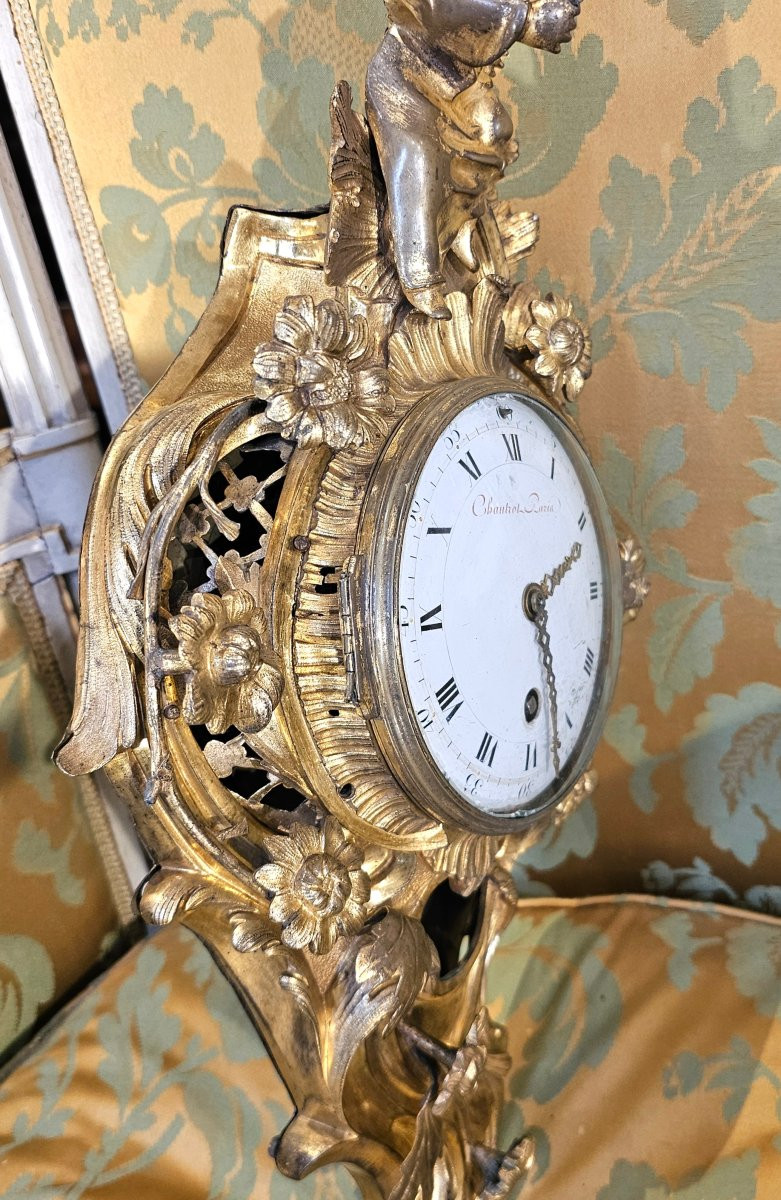 Gilt Bronze Alcove Cartel Clock, Louis XV Period-photo-2
