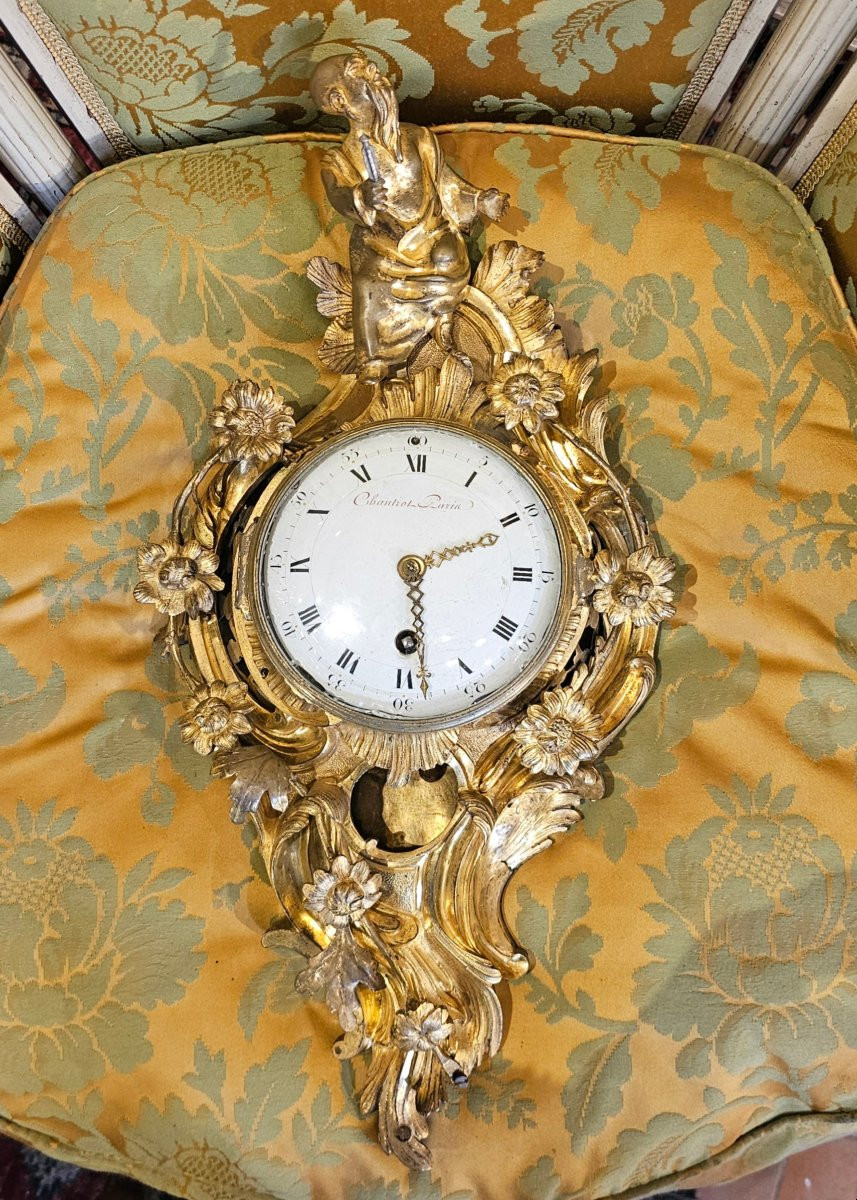 Gilt Bronze Alcove Cartel Clock, Louis XV Period-photo-3