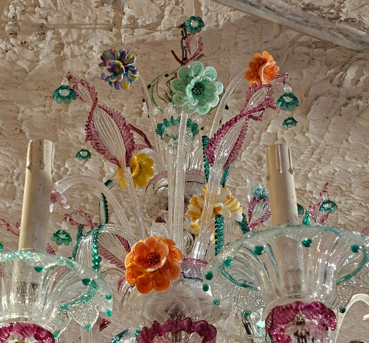 Important Venetian Glass Chandelier Circa 1900-photo-2