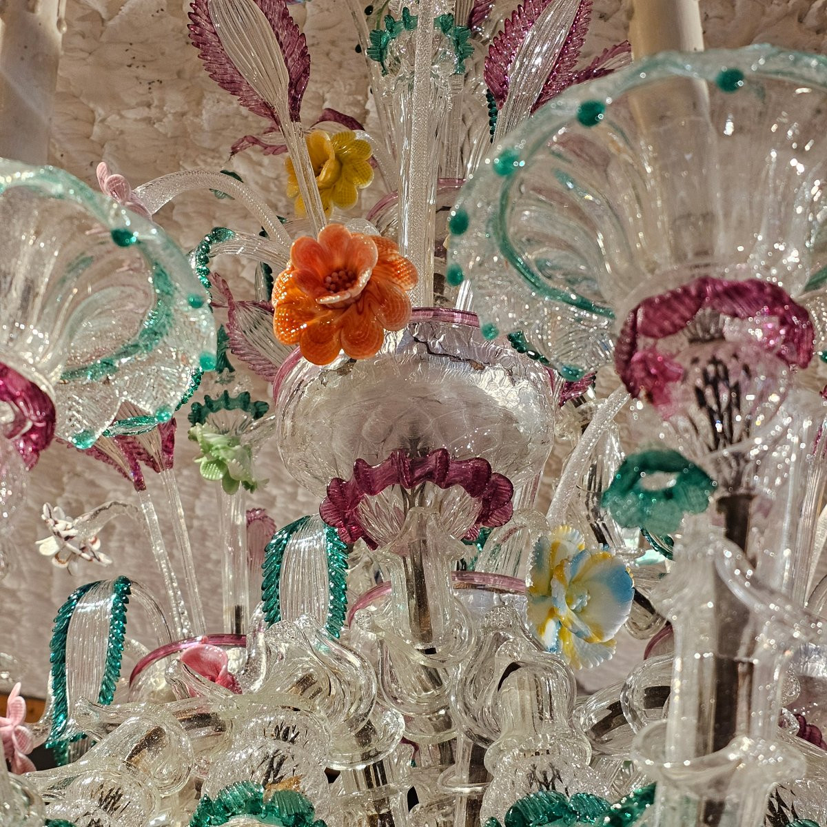 Important Venetian Glass Chandelier Circa 1900-photo-3