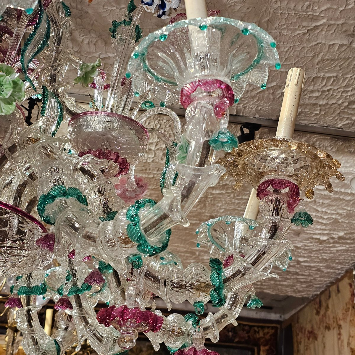 Important Venetian Glass Chandelier Circa 1900-photo-1