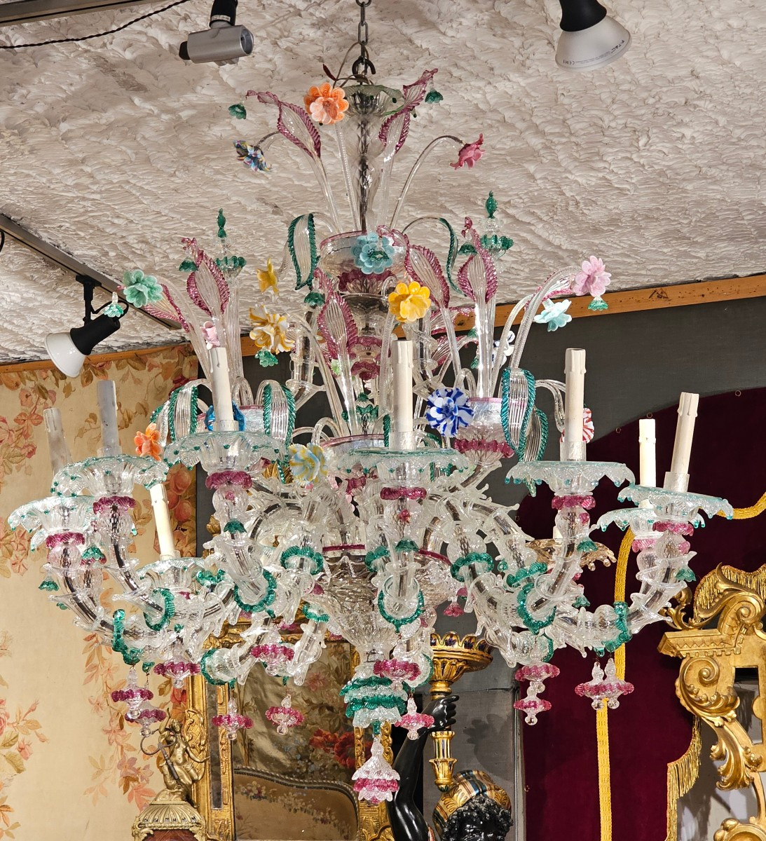 Important Venetian Glass Chandelier Circa 1900-photo-4
