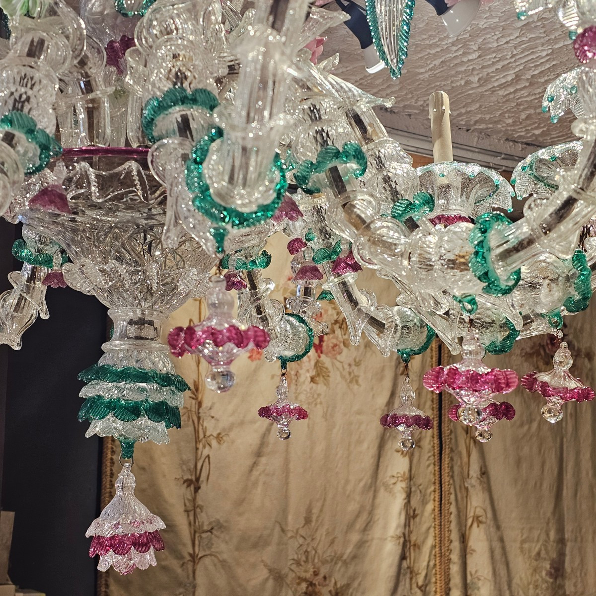 Important Venetian Glass Chandelier Circa 1900-photo-5