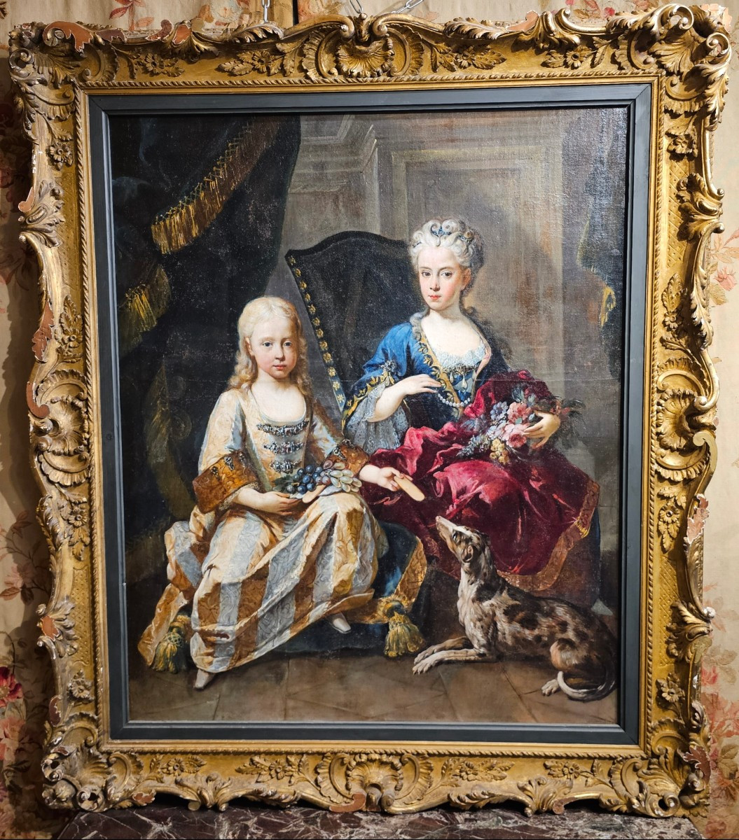 Portrait de Deux Enfants Princiers du Début du XVIIIème Siècle-photo-2