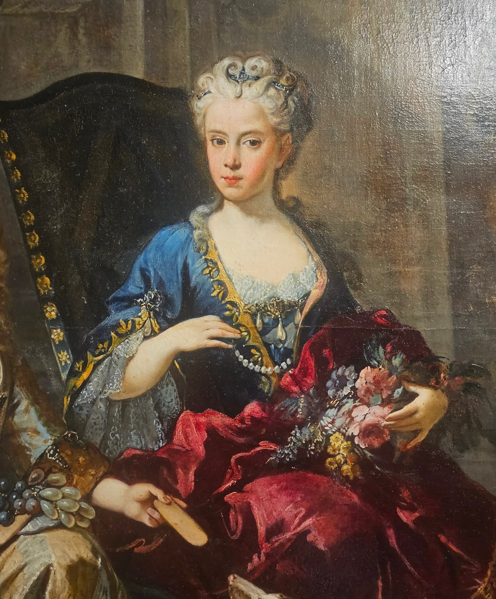 Portrait de Deux Enfants Princiers du Début du XVIIIème Siècle-photo-2