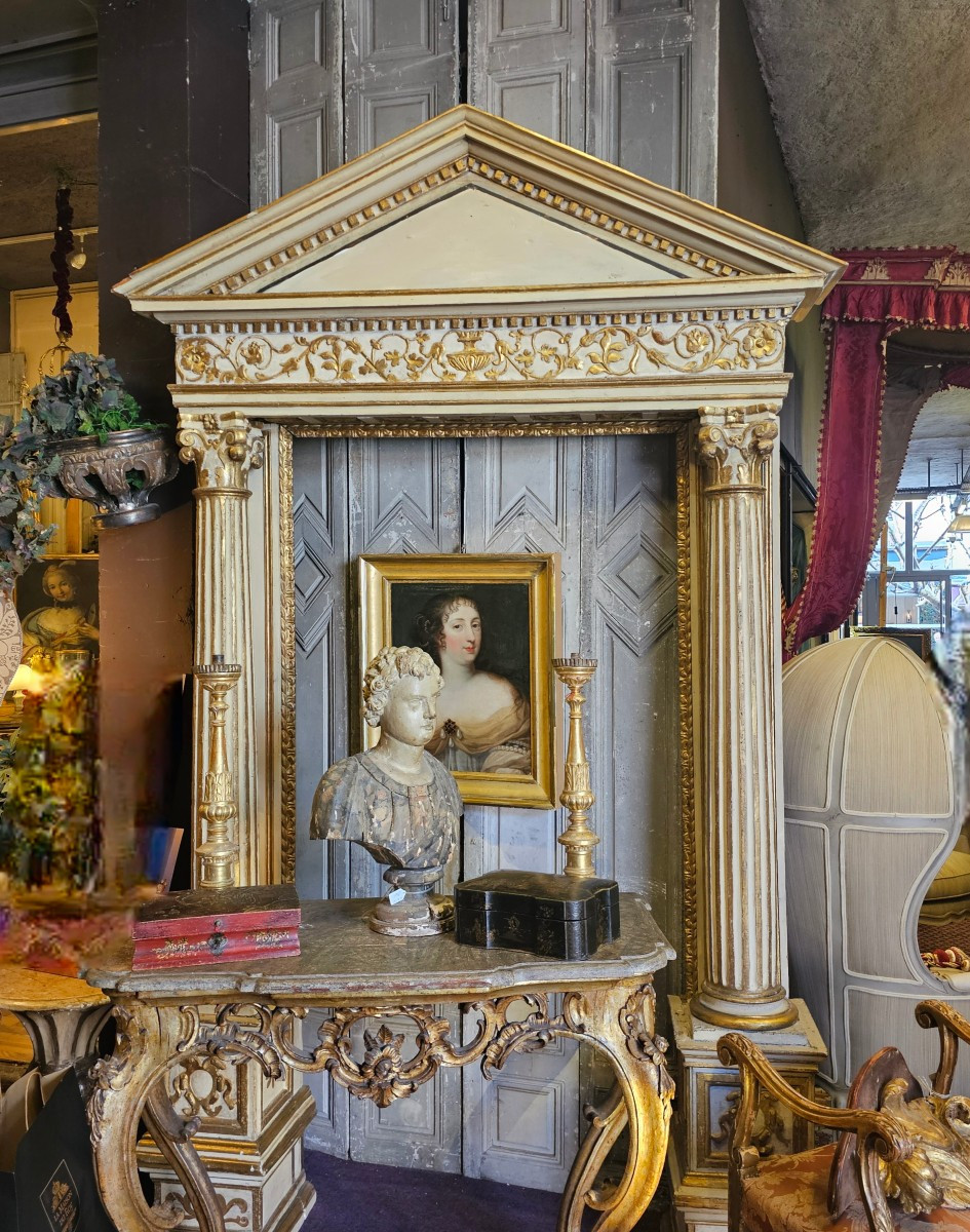 Lacquered And Gilded Wooden Portico, Mid-18th Century-photo-4